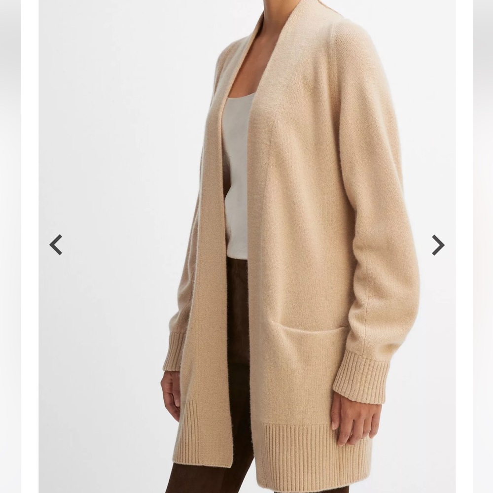 Vince Cashmere Open Front Cardigan Camel